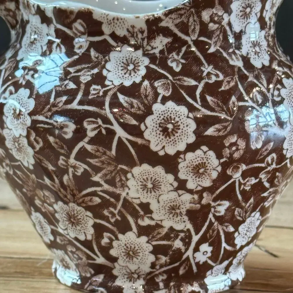 Vintage Royal Crownford Brown Calico Pitcher and Wash Basin Set, Staffordshire